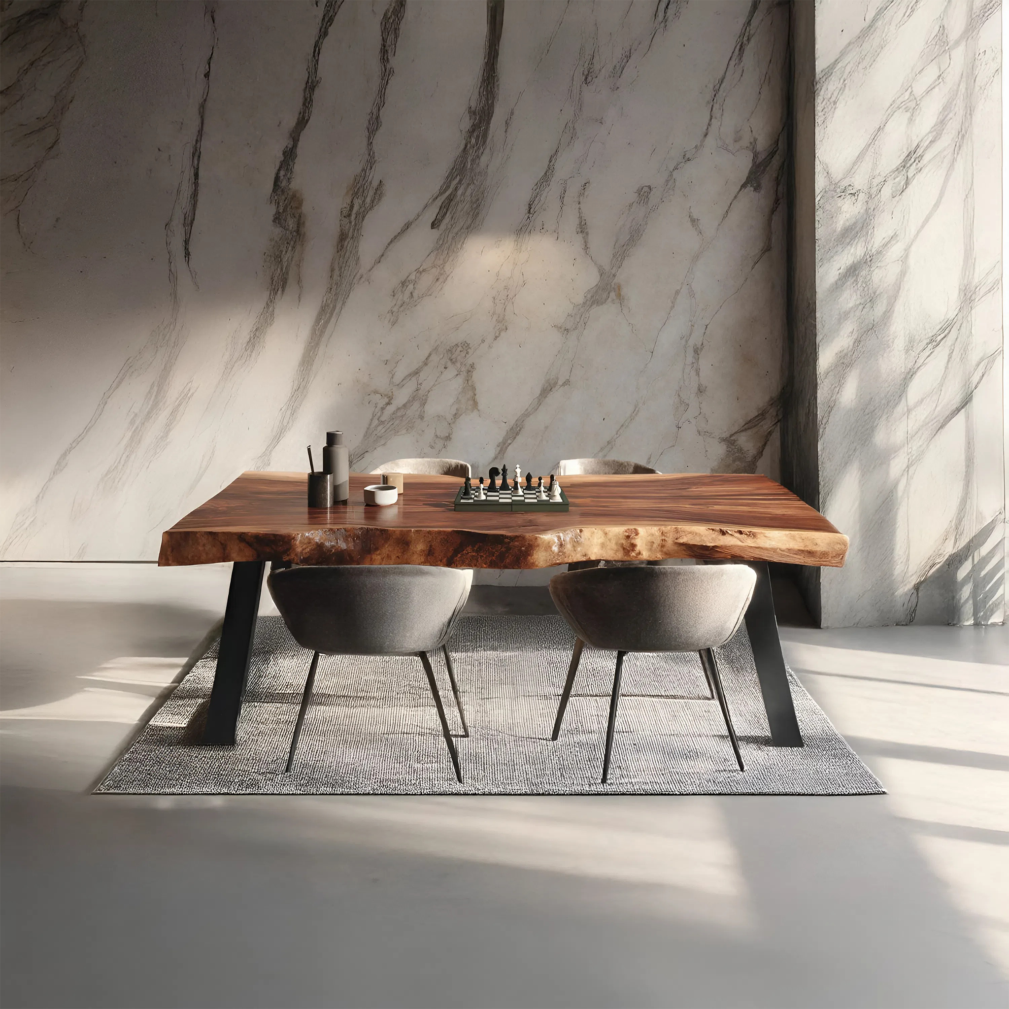Dining Room Mid Century Live Edge Dining Table Retro Style