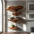 Farmhouse Solid Wood Mushroom Shelf For Bedroom Decor And Storage