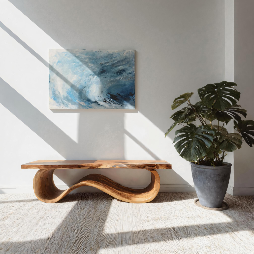 Organic Sculptural Bench For Entryway Decor