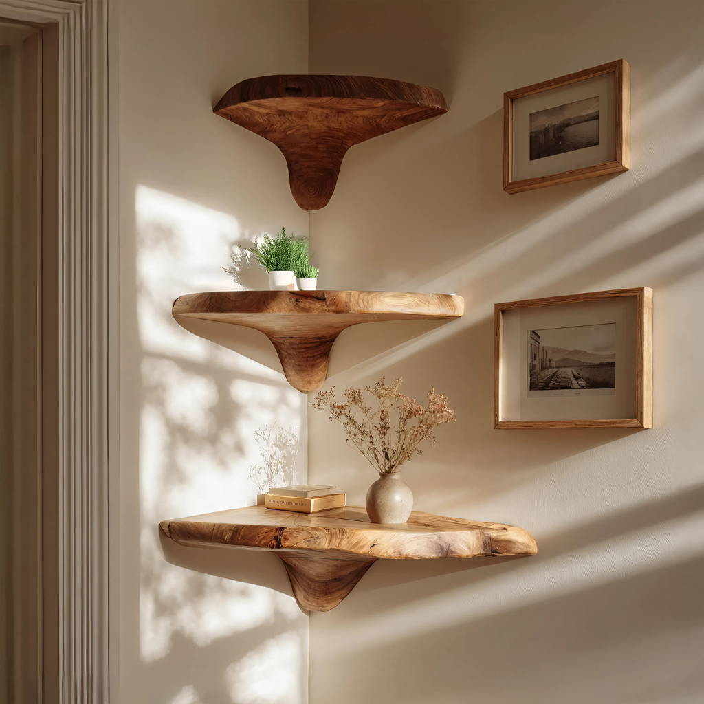 Modern Solid Wood Mushroom Shelf For Living Room Furniture Decor