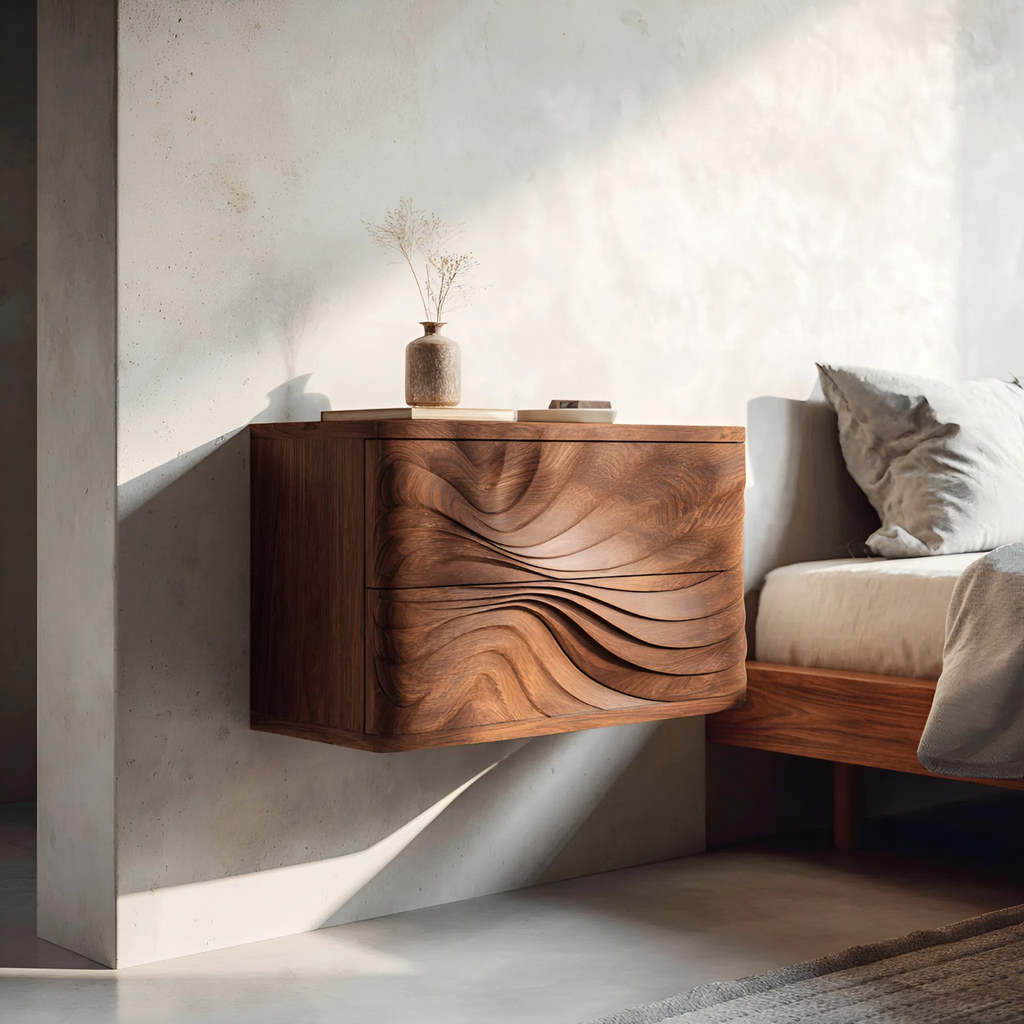Wall Mounted Nightstand With Drawers For Bedroom