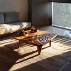 Handcrafted Wooden Live Edge Coffee Table For Entryway