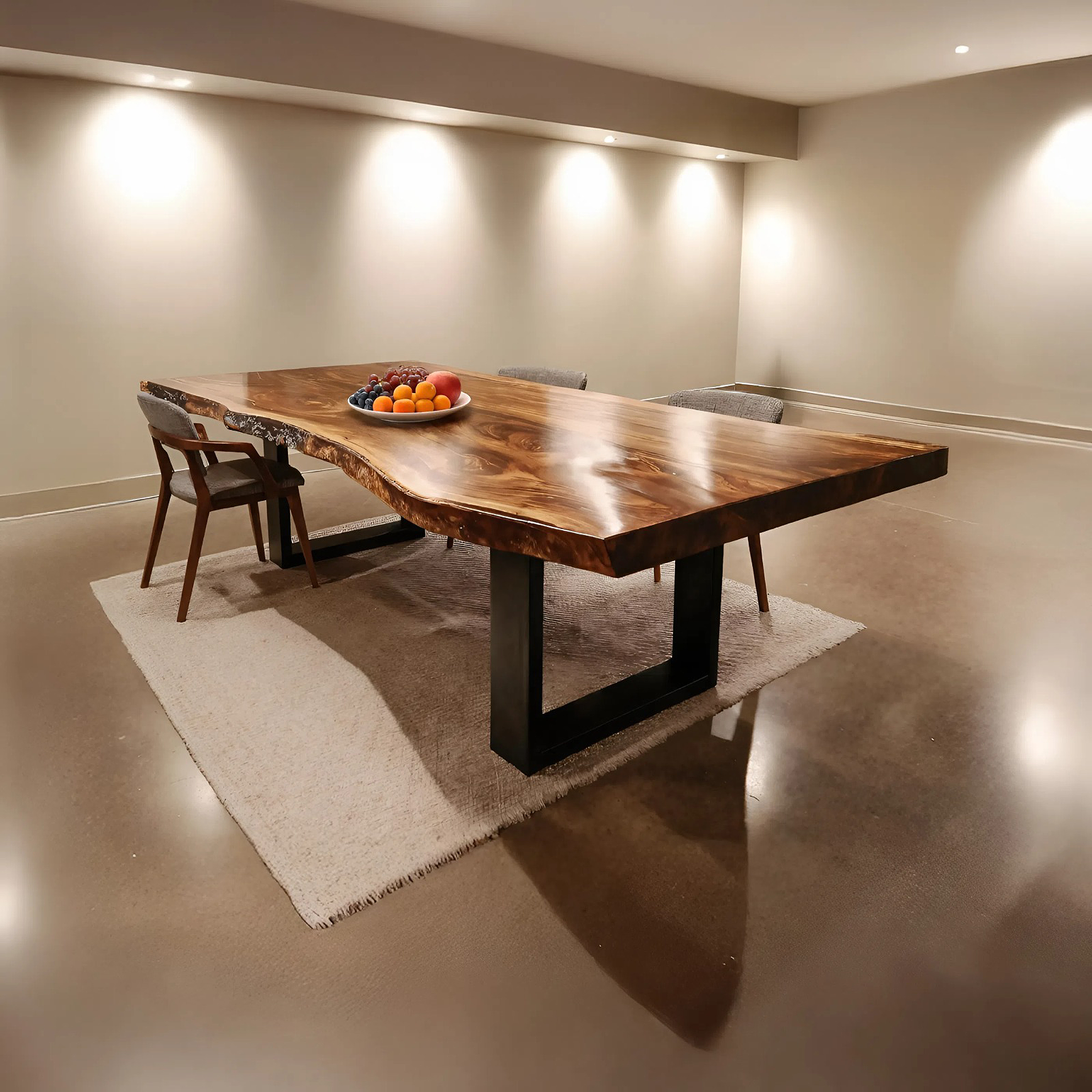 Furniture Decor Modern Solid Wood Dining Table Sleek Edge