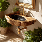 Handcrafted Wall Mounted Wooden Bathroom Sink For Premium Bathroom Design