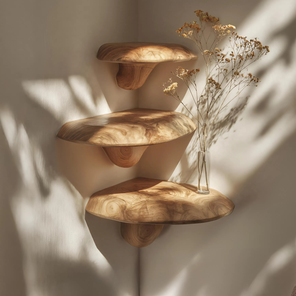 Farmhouse Solid Wood Mushroom Shelf For Bedroom Decor And Furniture Design