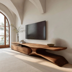 Modern TV Console Curved Open Storage For Living Room