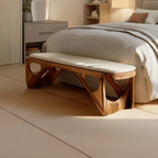 Modern Sculpted Wood Bench For Bedroom Interior Styling