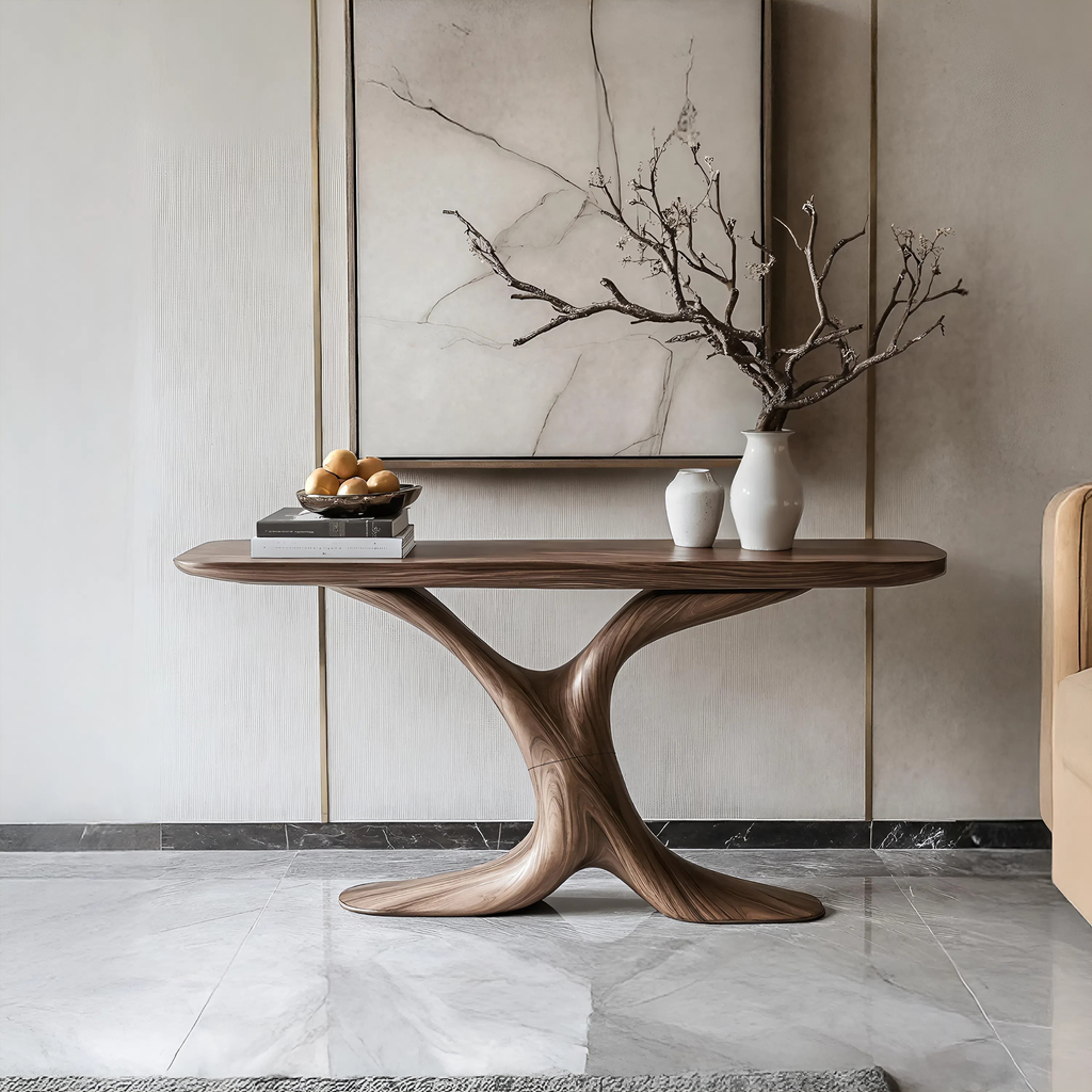 Handcrafted Wooden Live Edge Console Table For Entryway Decor