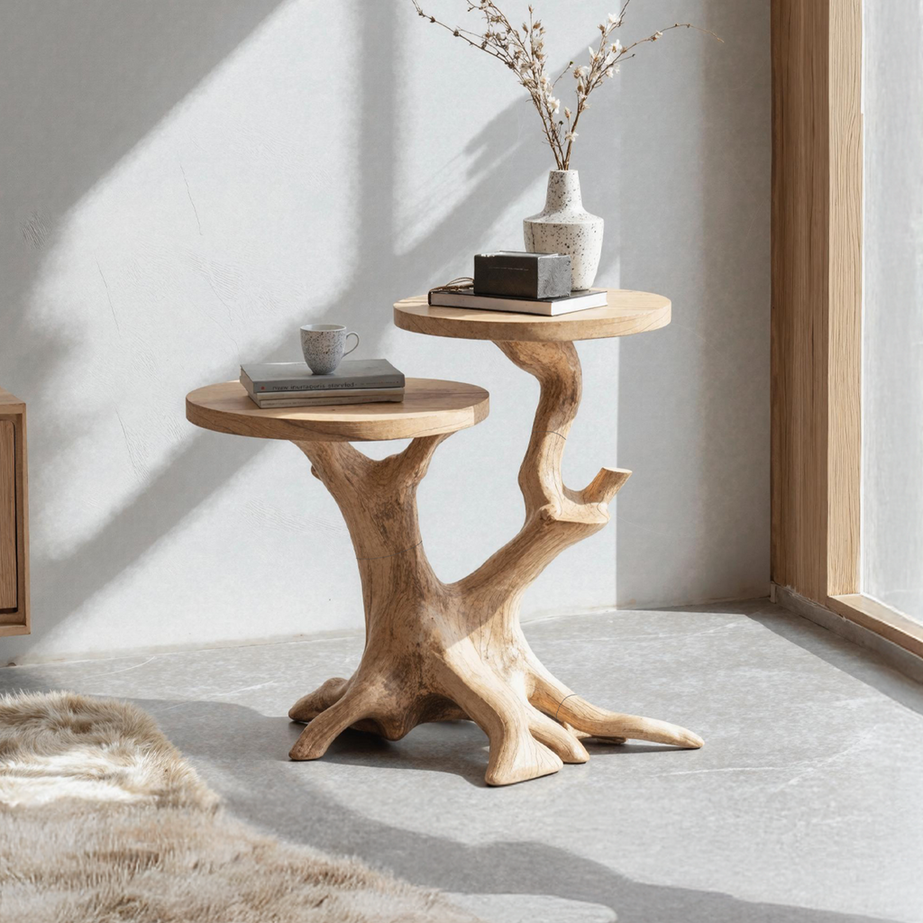Handcrafted Round End Table Living Room Decor