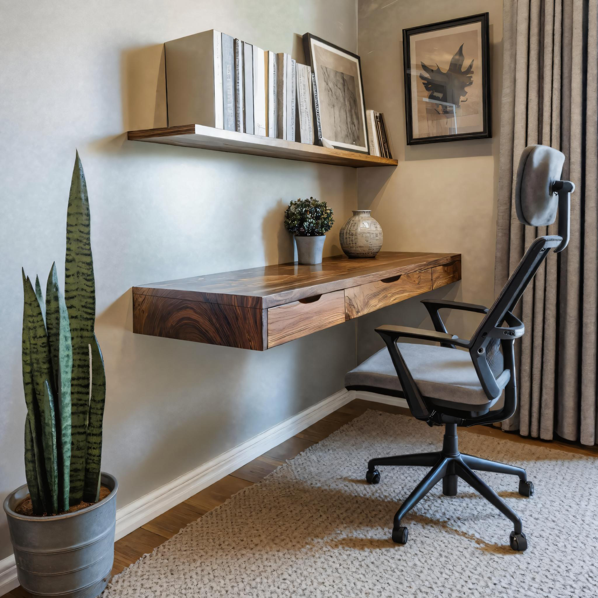 Minimalist Floating Desk With 3 Drawers For Home Office