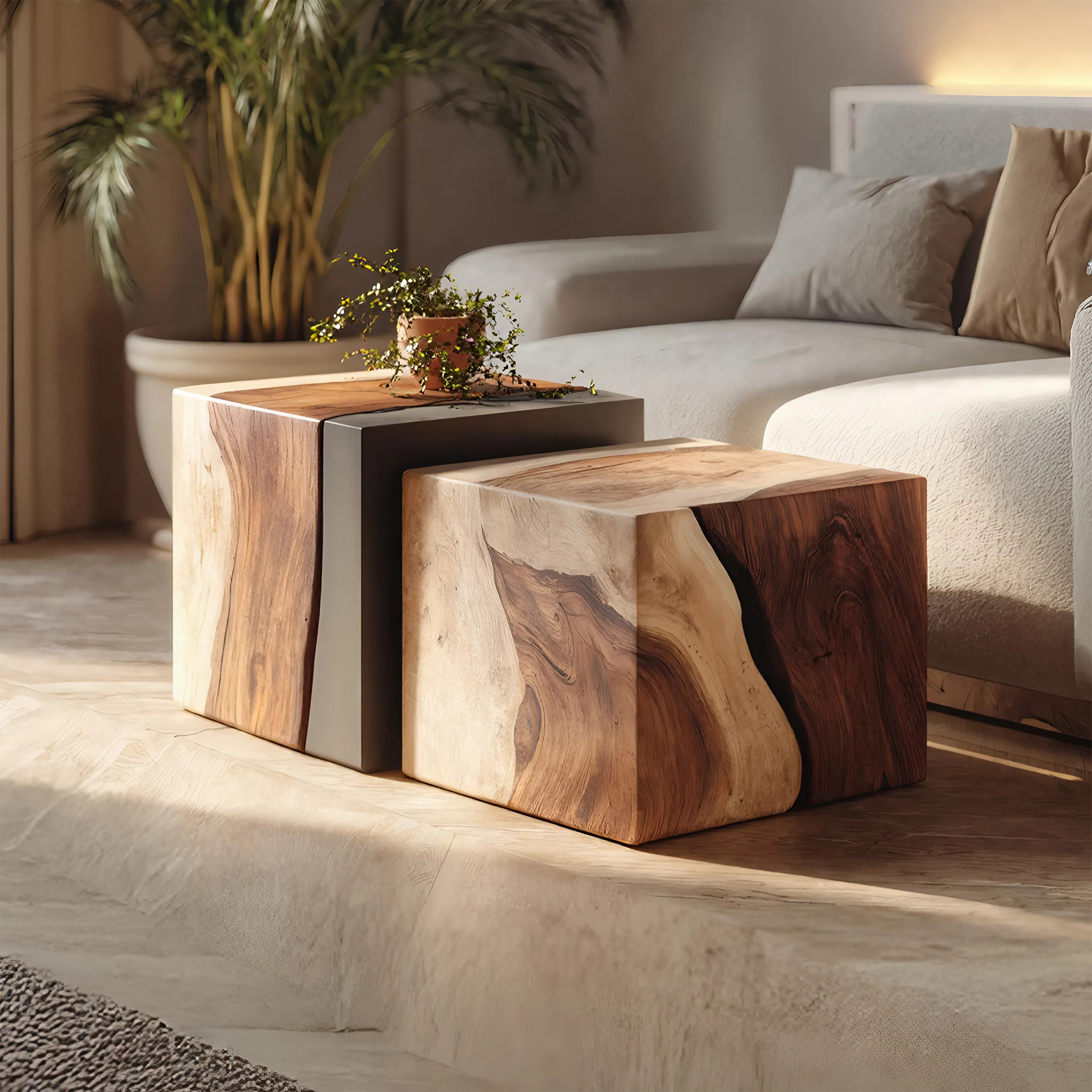 Mid Century Solid Wood Square Coffee Table For Bedroom Decor