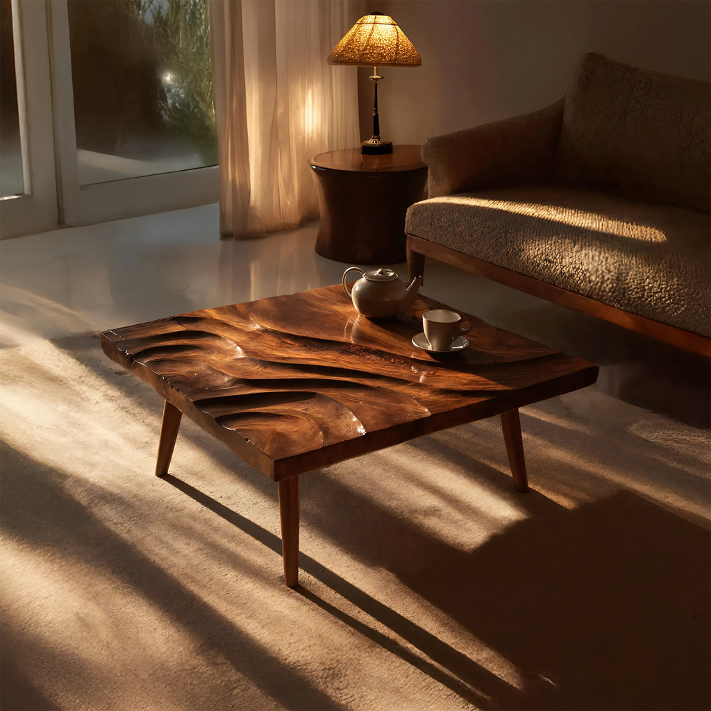 Modern Wooden Abstract Coffee Table For Living Room Decor