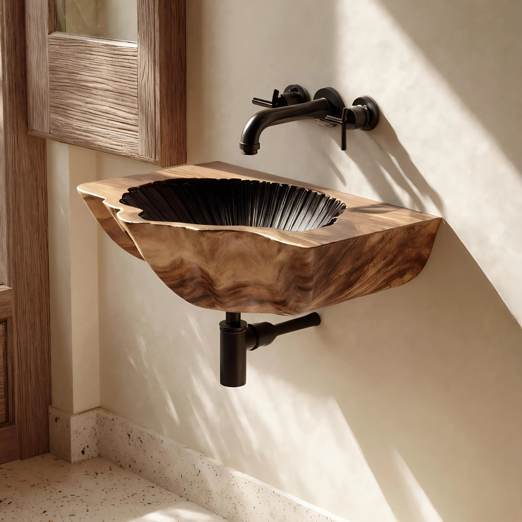 Modern Wooden Wall Mounted Bathroom Sink For Floating Bathroom Design