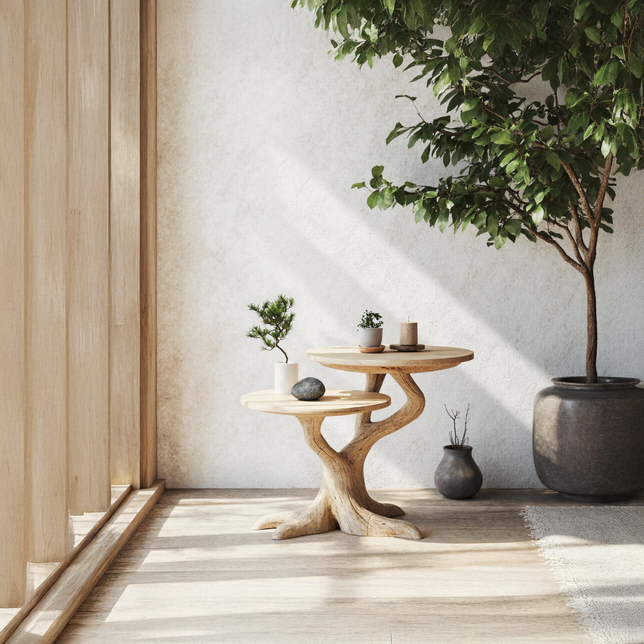 Rustic Round End Table For Living Room Decor