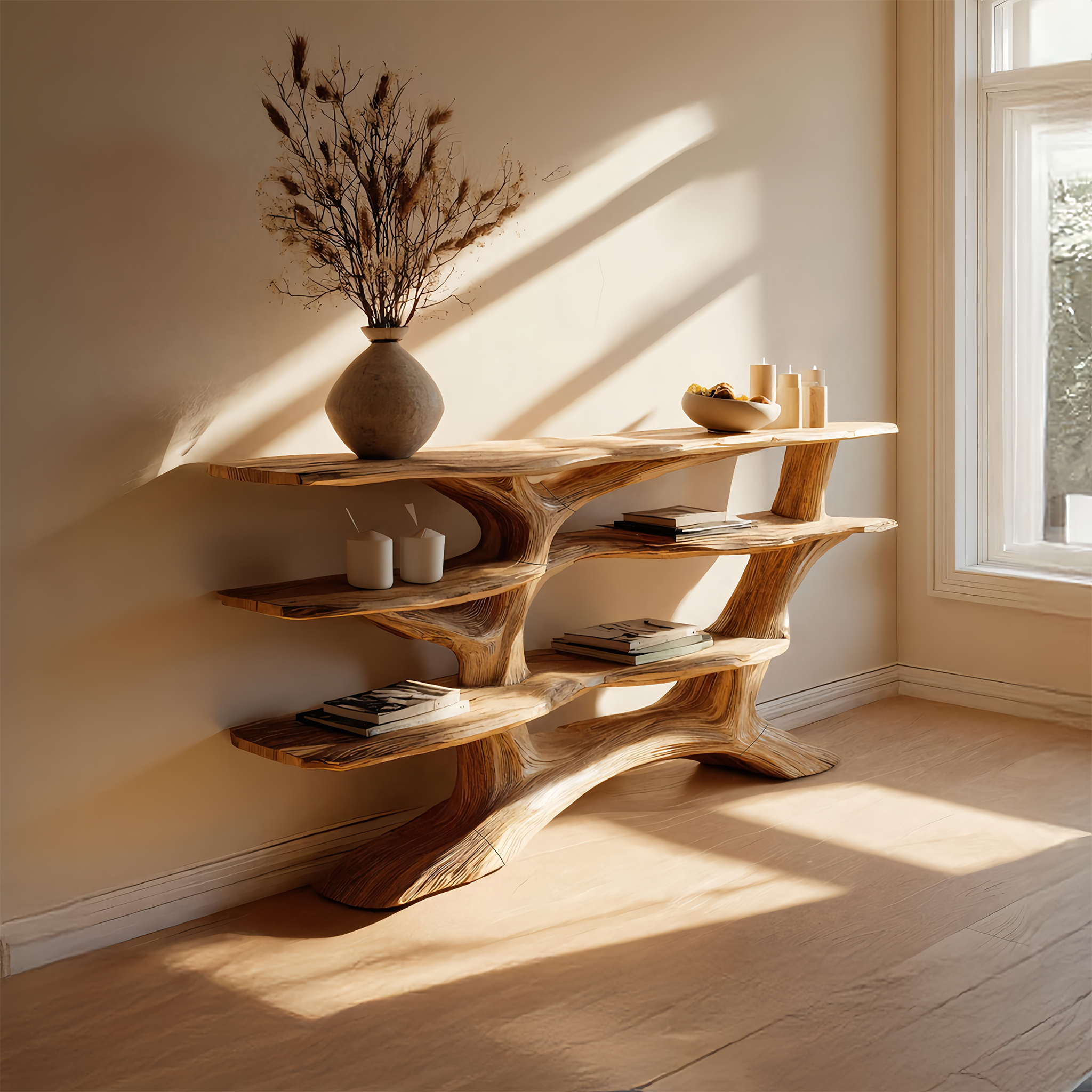 Farmhouse Wooden Live Edge Console Table For Farmhouse Furniture Decor