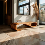 Modern Curved Bench For Entryway Furniture Accent Piece