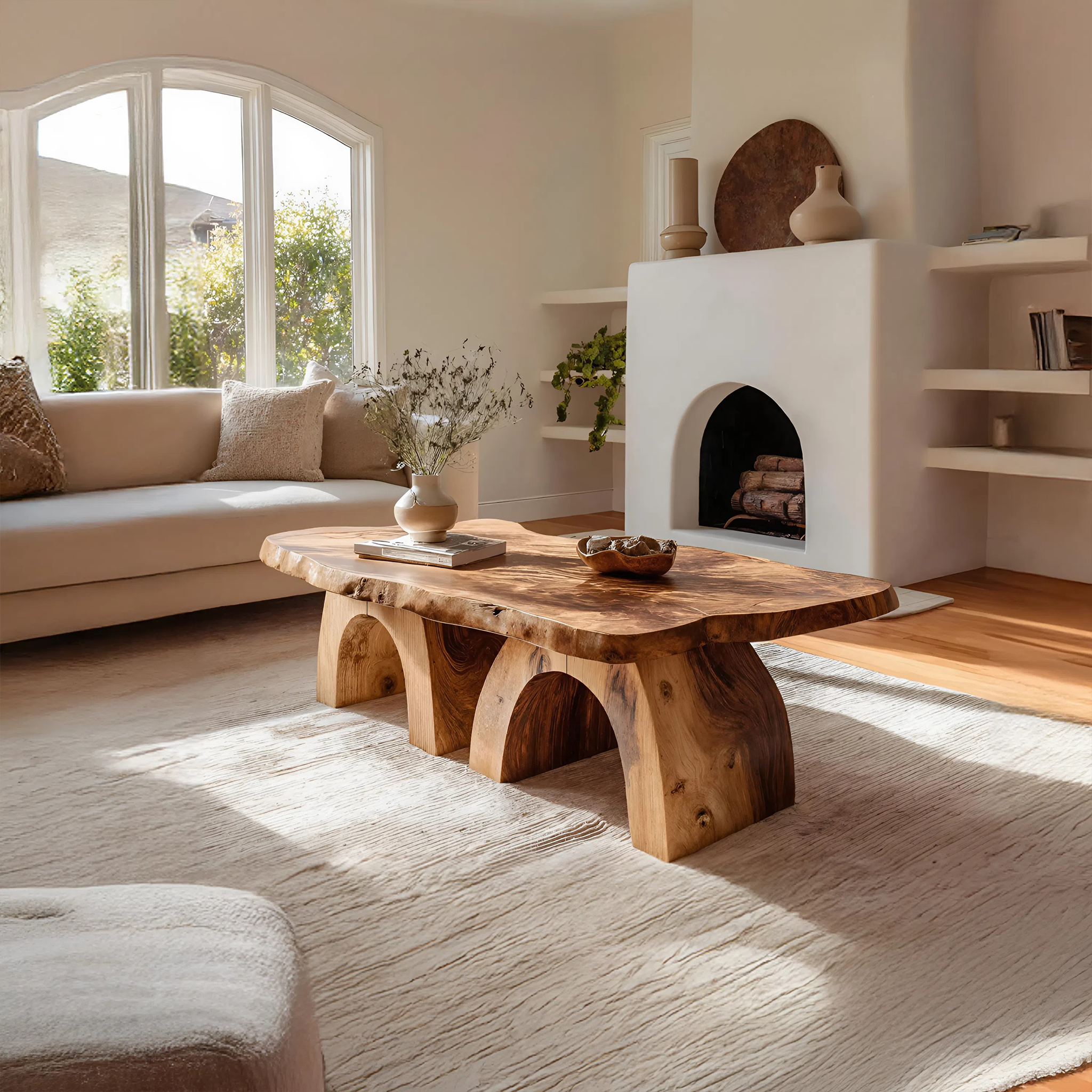 Farmhouse Handcrafted Wooden Live Edge Coffee Table For Decor