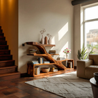 Modern Sculptural Curved Bookcase For Living Room Interior