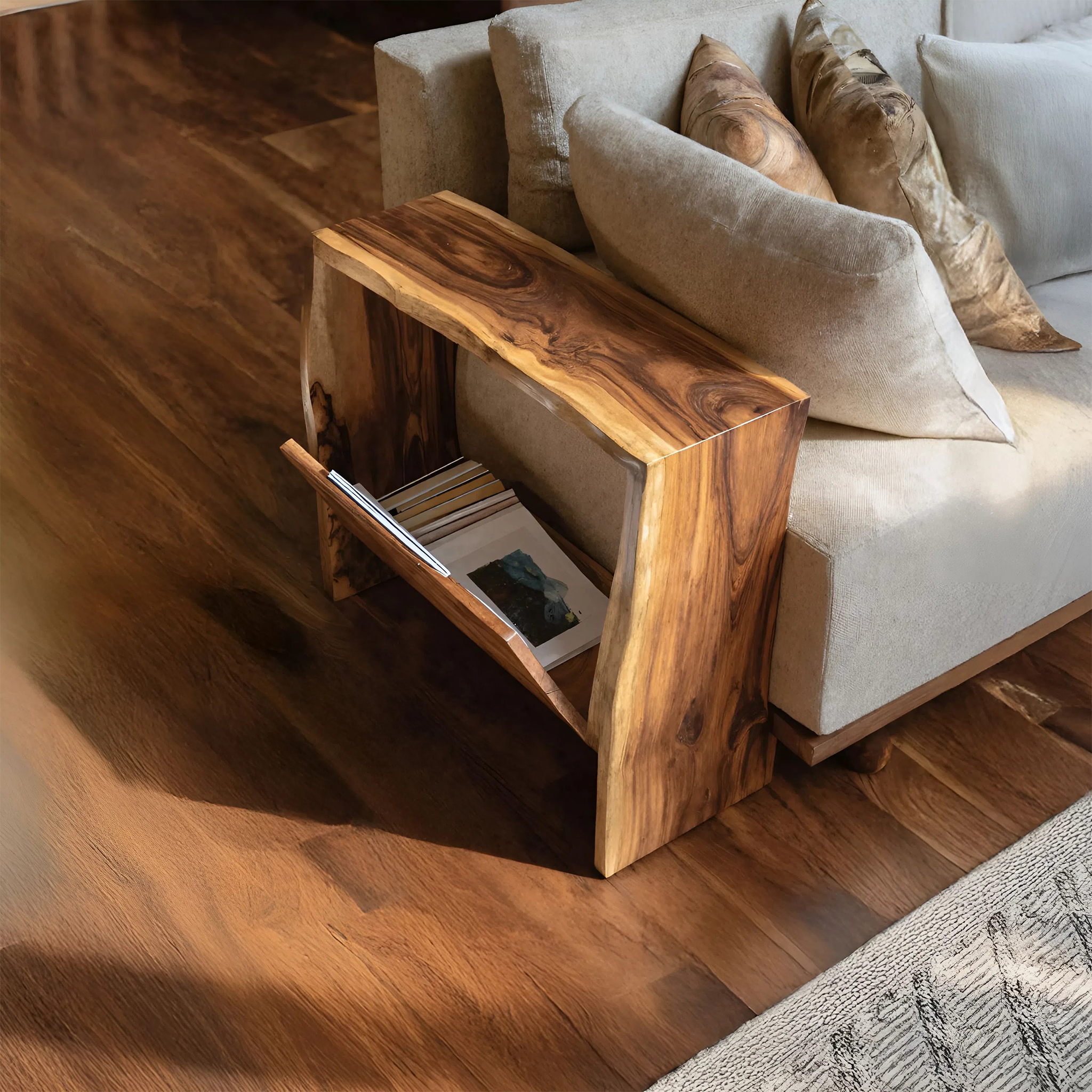 Farmhouse Wooden Side Table For Rustic Home Style