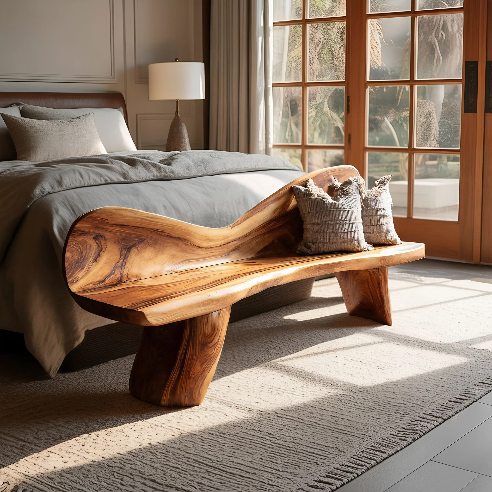 Rustic Solid Wood Bench For Entryway And Foyer Decor