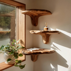 Modern Wooden Live Edge Mushroom Shelf For Living Room Wall Decor