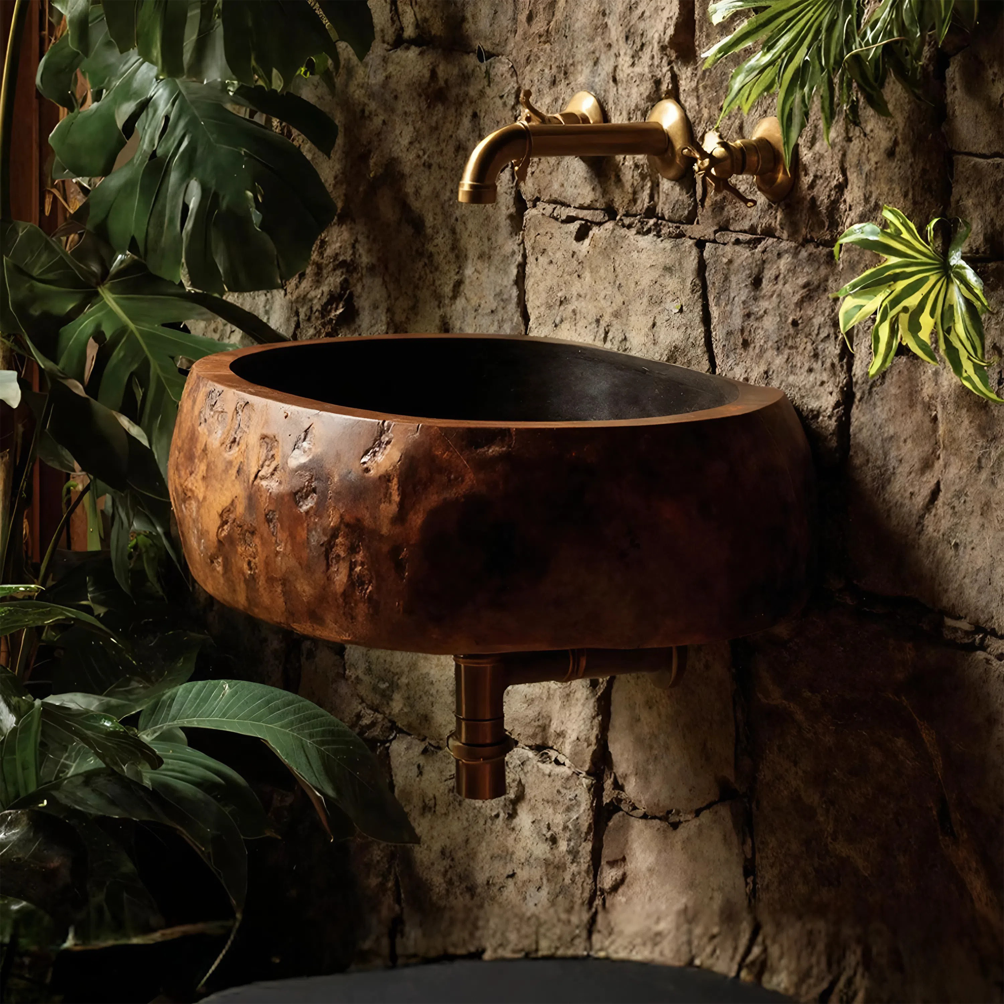 Handcrafted Solid Wood Vanity Sink For Bathroom Furniture Style Decor