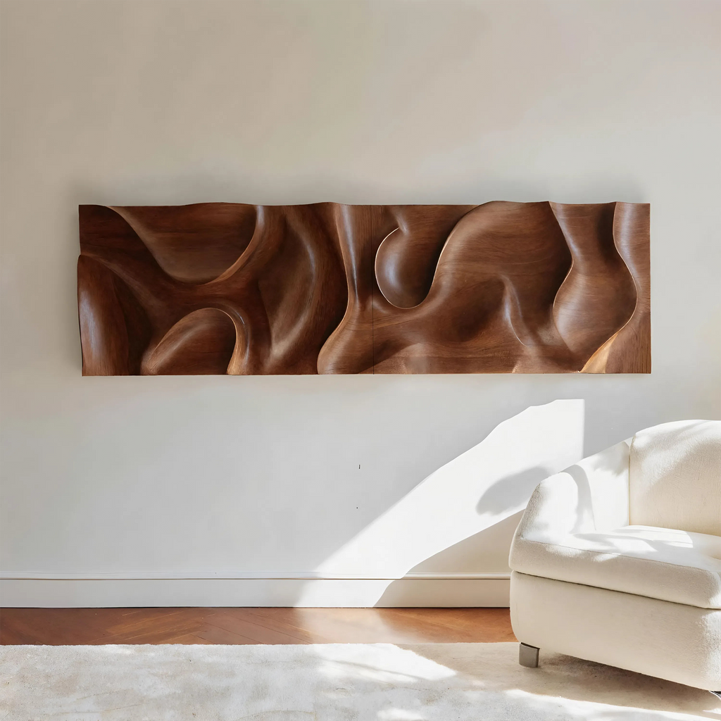 Minimalist Wall Art With 3D Carved For Living Room