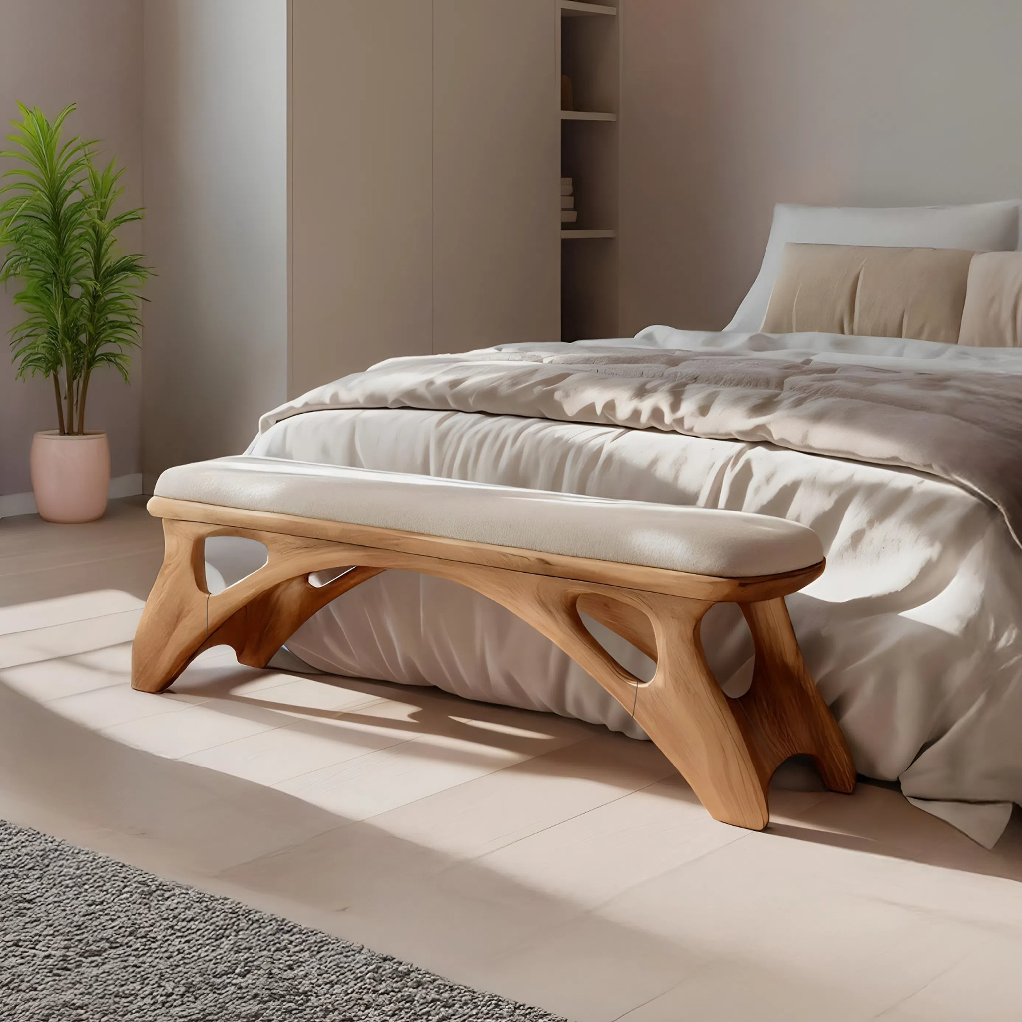 Handcrafted Bedroom Bench For Natural Interior Styling