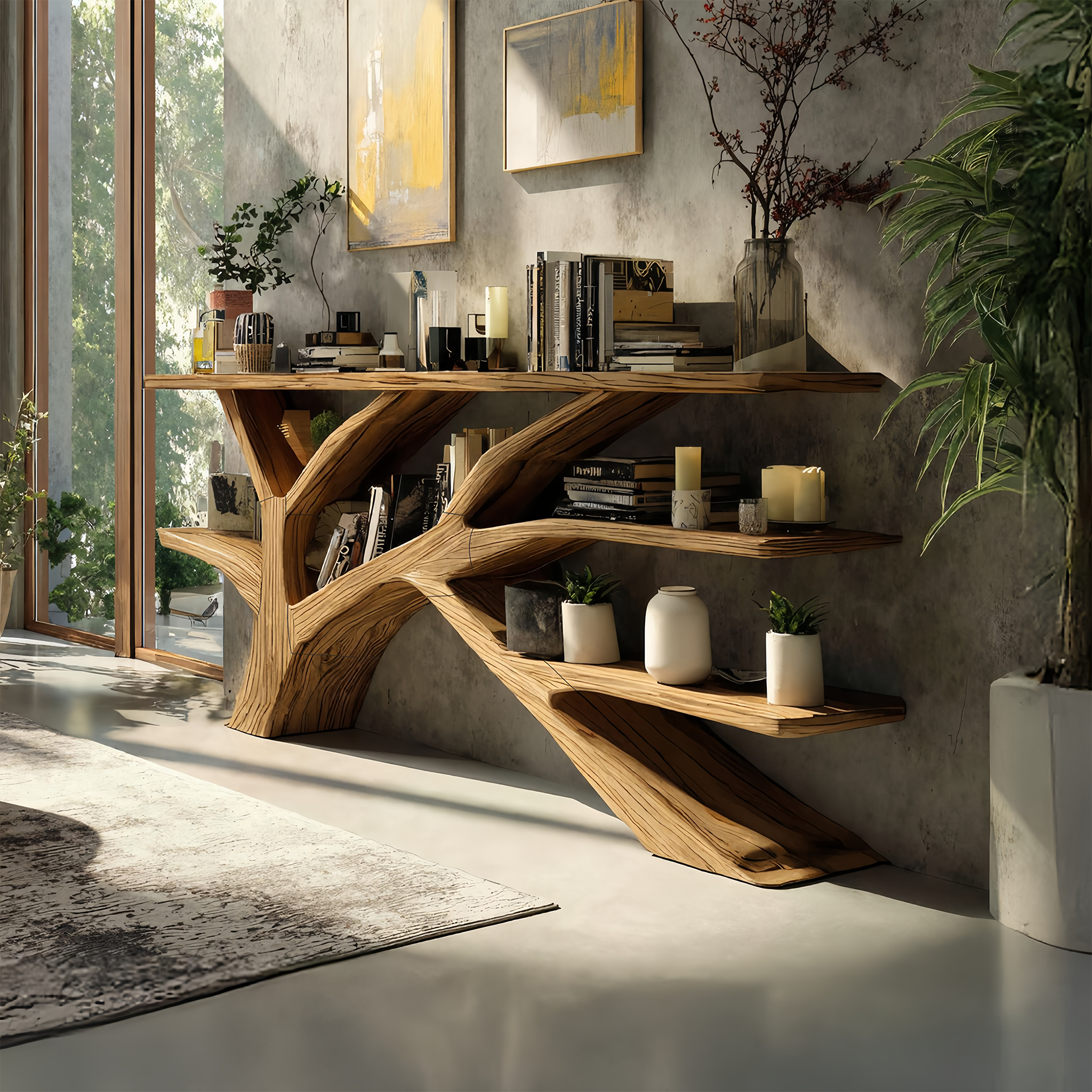 Farmhouse Wooden Live Edge Console Table For Rustic Furniture Decor