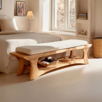 Minimalist Curved Wood Bench For End-of-Bed Design