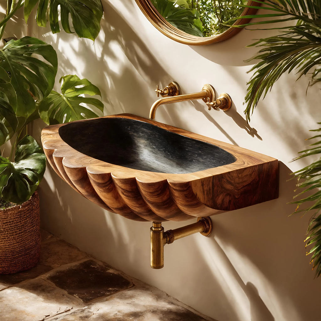 Farmhouse Wall Mounted Wooden Bathroom Sink For Rustic Bathroom Decor