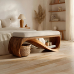 Mid Century Wooden Bench For End-of-Bed Placement