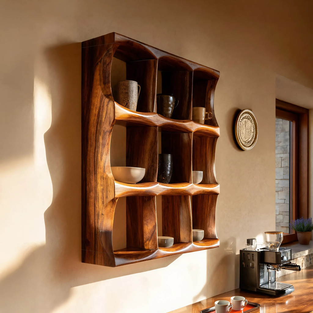 Mid Century Kitchen Wall Shelf For Cozy Cooking Space