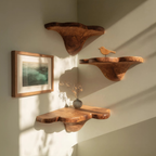Modern Handcrafted Wooden Live Edge Mushroom Shelf For Furniture Decor