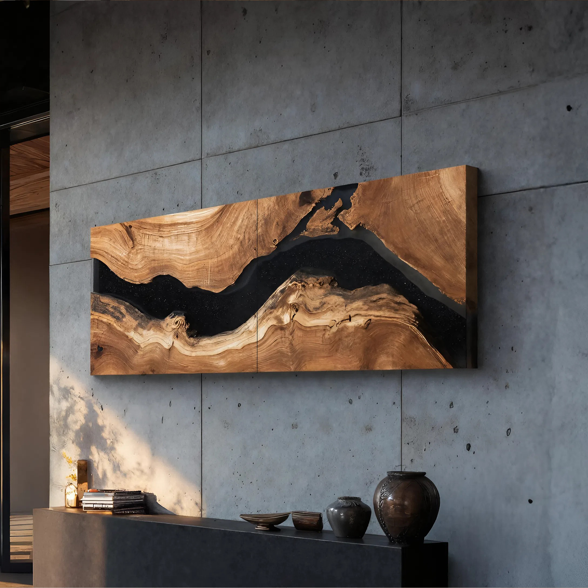 Handcrafted Wooden Rectangular Wall Art For Living Room Decor