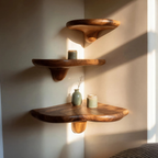 Mid Century Solid Wood Mushroom Shelf For Bedroom And Furniture Decor