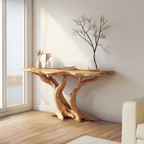 Modern Handcrafted Wooden Live Edge Console Table For Bedroom Decor
