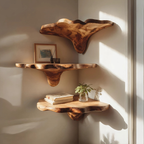 Handcrafted Wooden Live Edge Mushroom Shelf For Entryway Design
