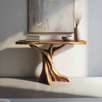 Farmhouse Solid Wood Console Table Organic Sculptural For Bedroom Decor