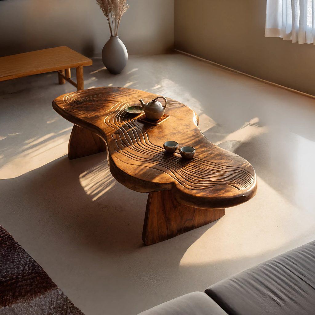 Mid Century Handcrafted Live Edge Coffee Table For Living Room