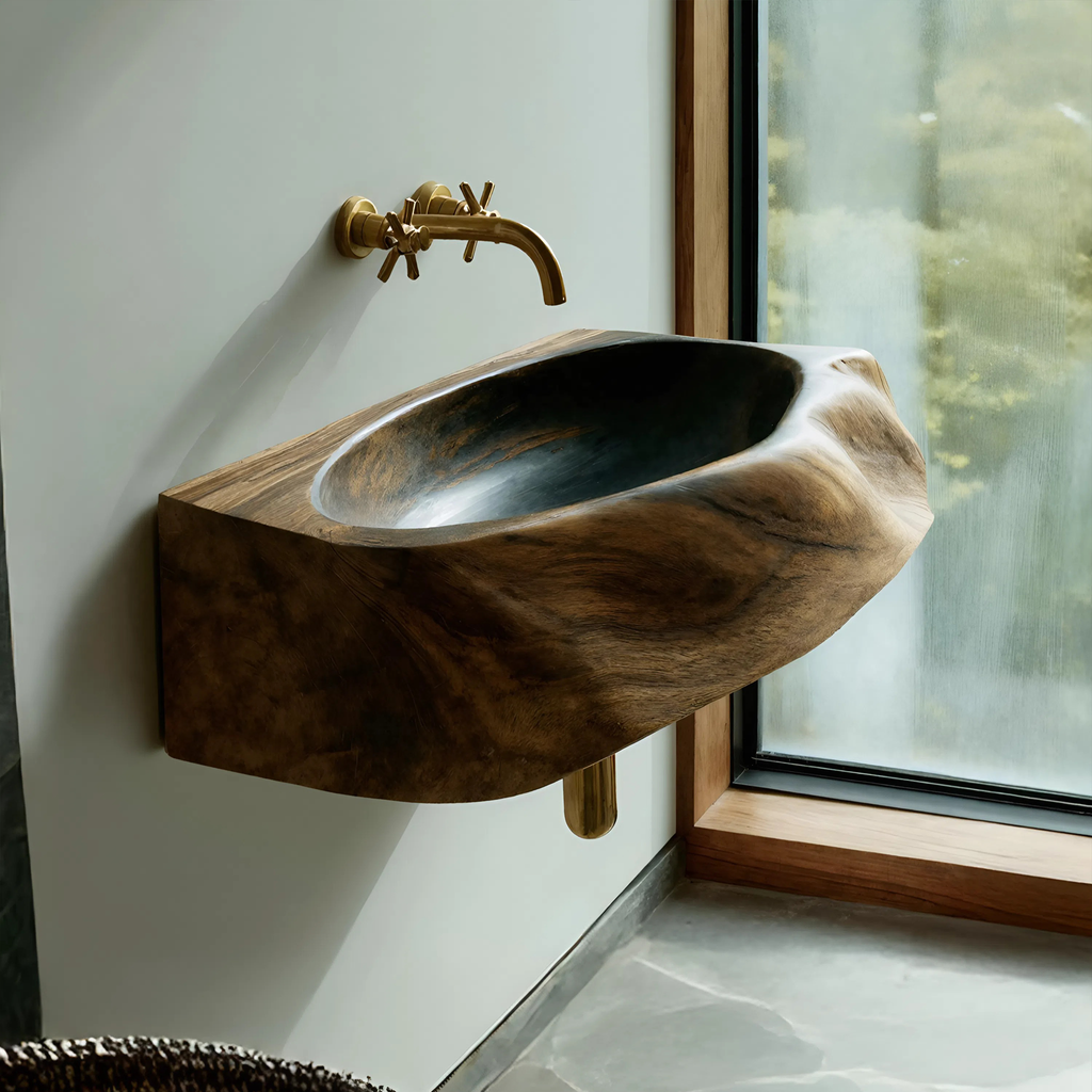 Handcrafted Solid Wood Vanity Sink For Natural Bathroom Style Decor