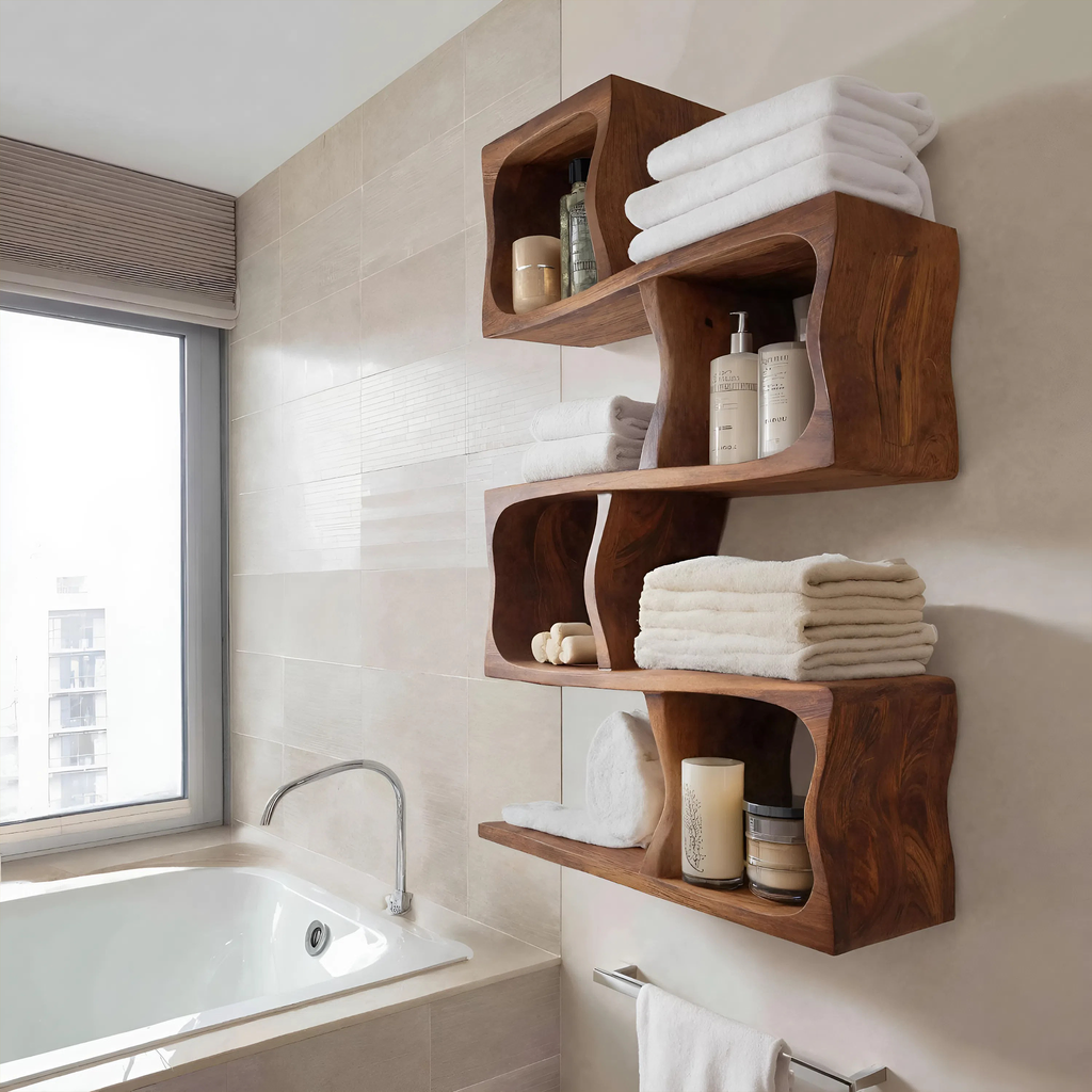 Organic Wall Shelf For Bathroom Wall Use