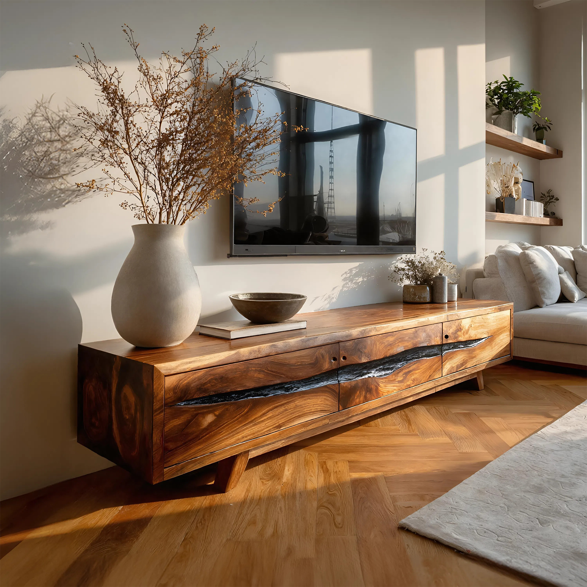Farmhouse Solid Wood TV Console For Bedroom Design