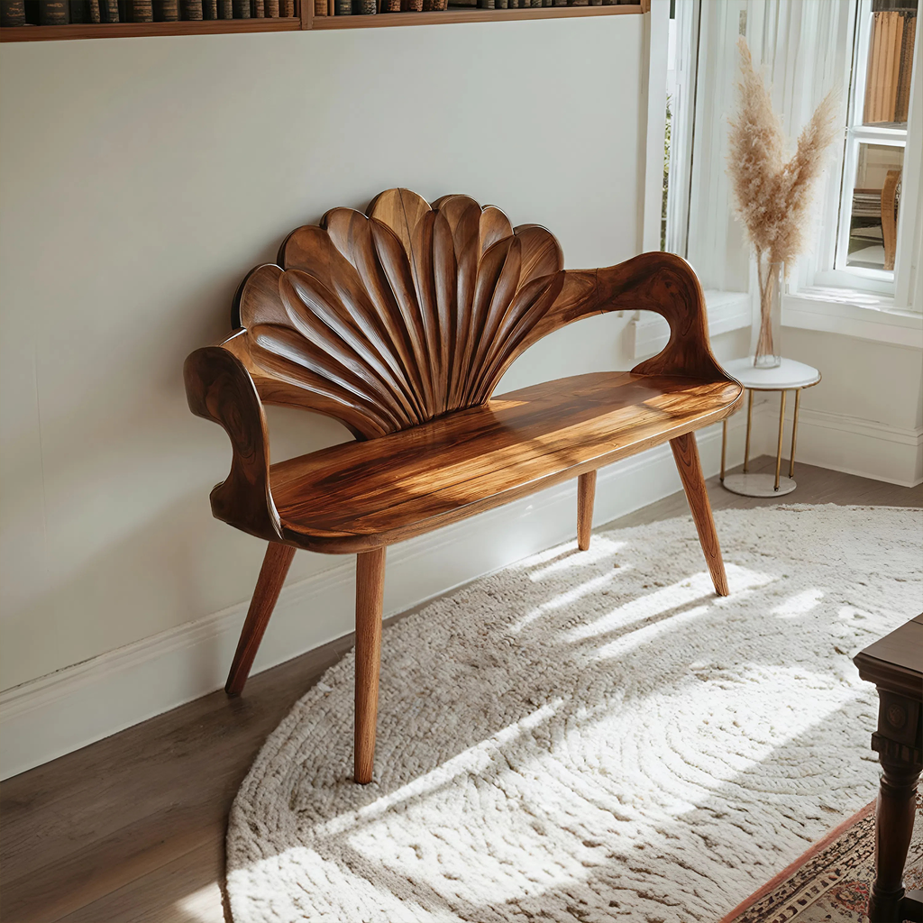 Rustic Natural Wood Bench For Entryway And Hallway