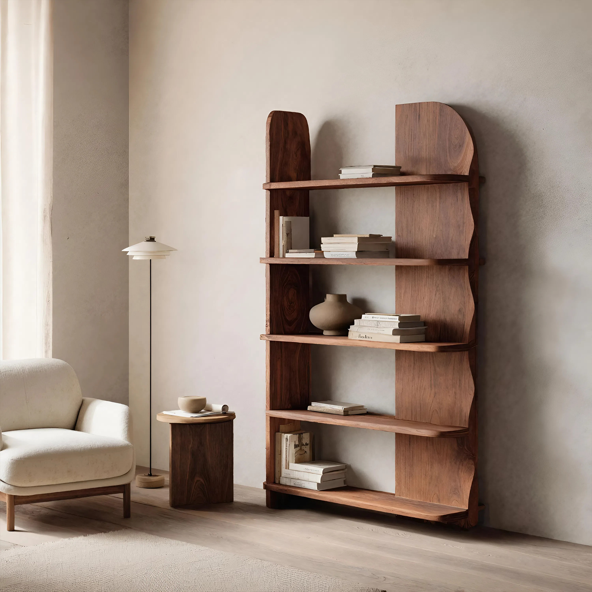 Minimalist Bookcase Sculptural Design For Living Decor