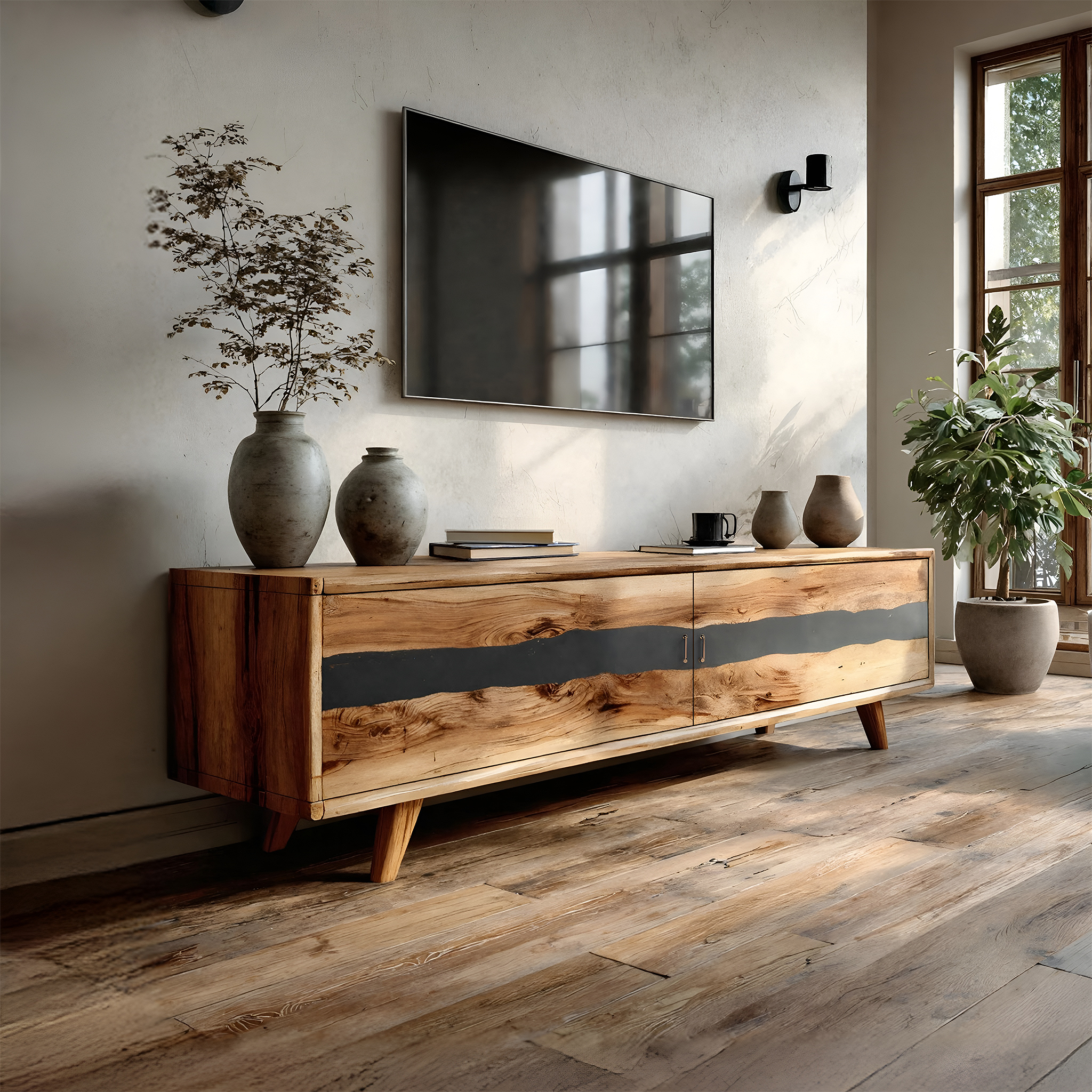 Modern Live Edge TV Stand For Bedroom Furniture