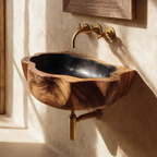 Handcrafted Wall Mounted Wooden Bathroom Sink For Natural Bathroom Decor