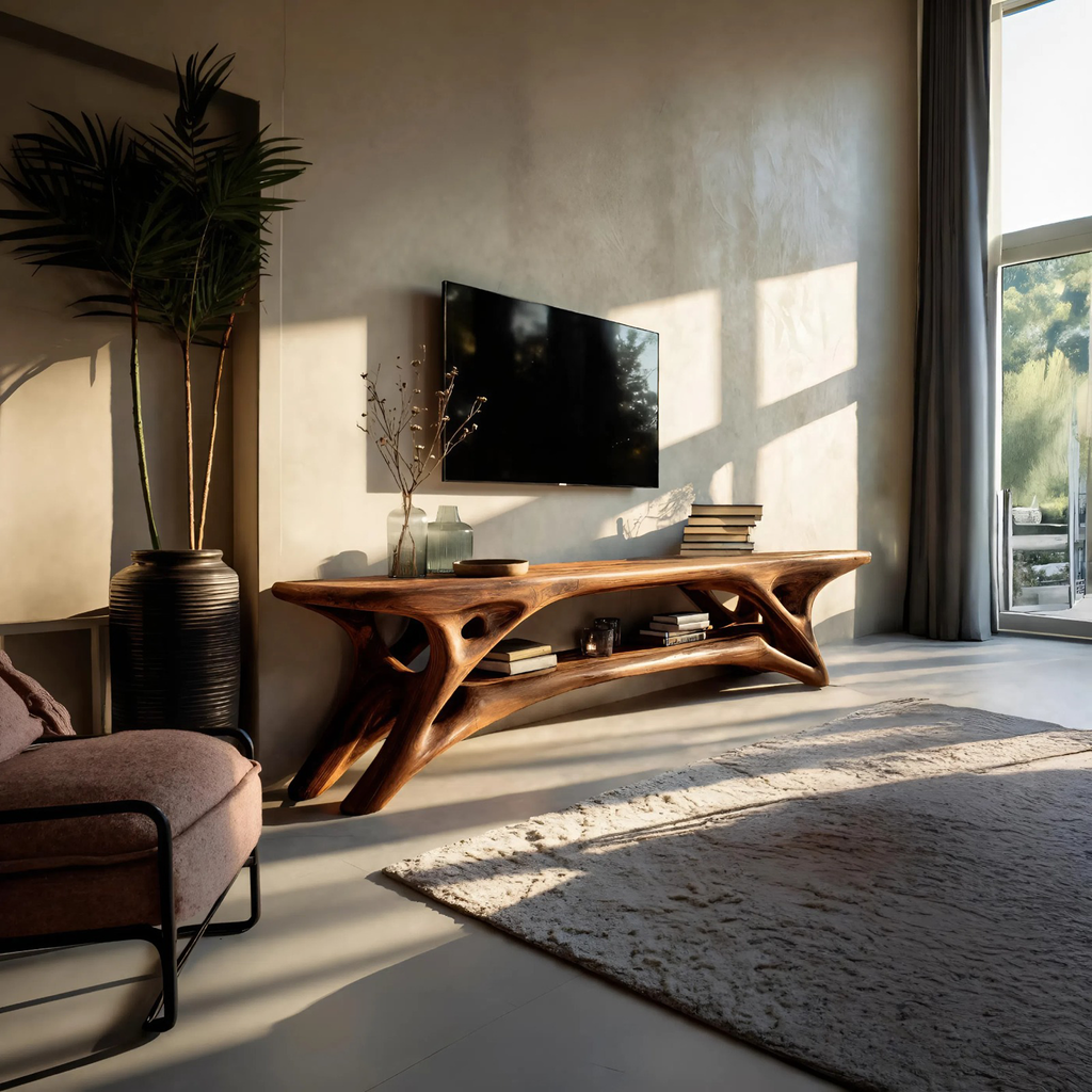 Elegant Curved TV Cabinet For Contemporary Home Decor