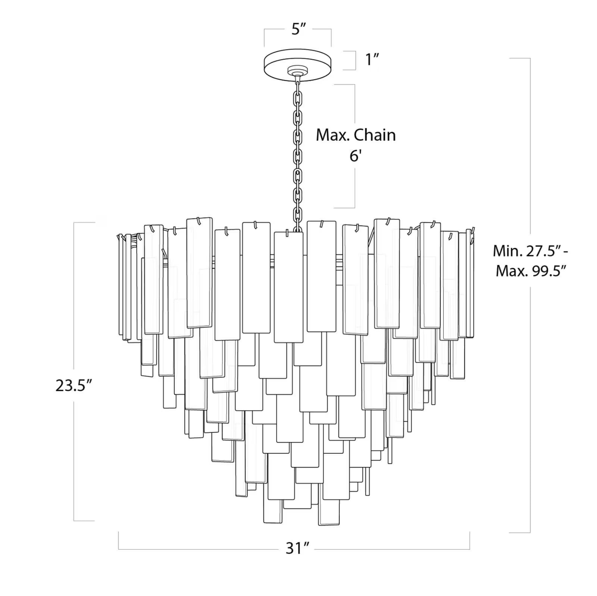 Tidelle Nickel Clear Glass Chandelier Large - casivra