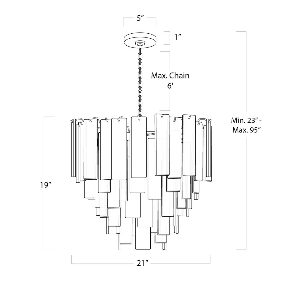 Tidelle Nickel Clear Glass Chandelier Small - casivra